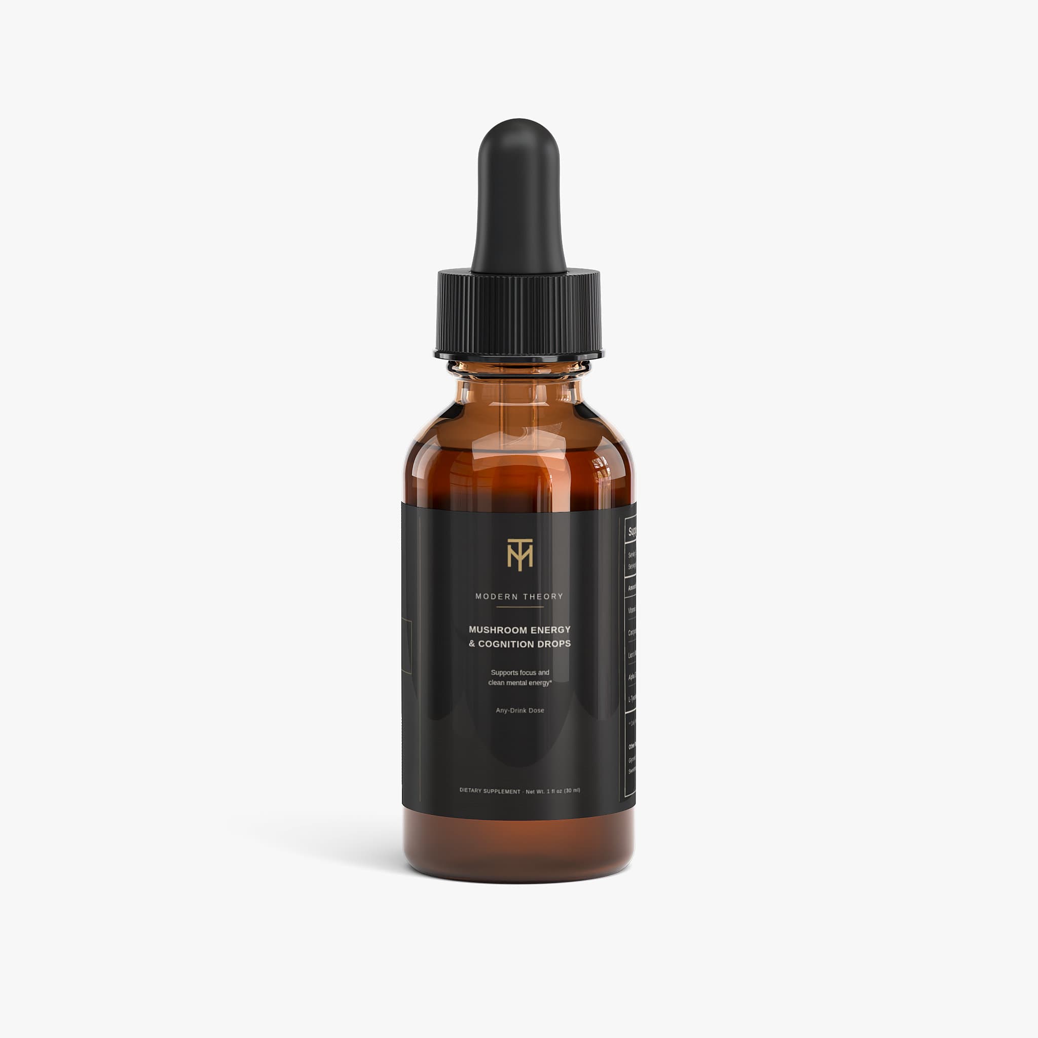 Modern Theory Mushroom Energy & Cognition Drops bottle, front label
