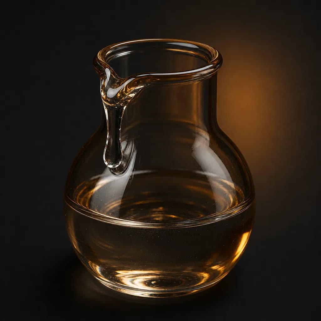 Clear viscous glycerin liquid in amber glass